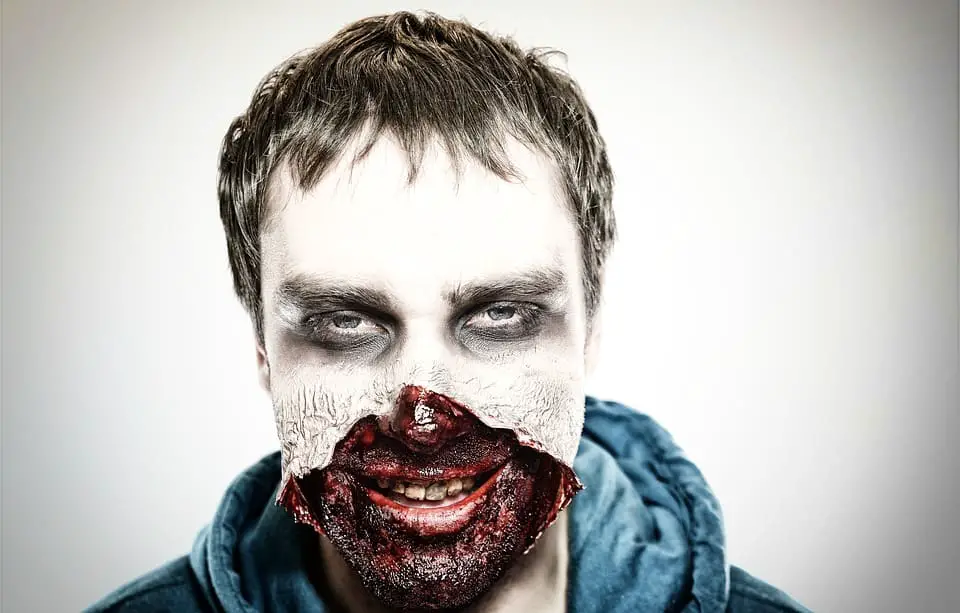 man with zombie make up