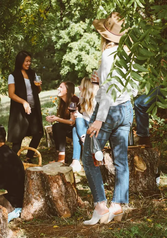 group of ladies having wine outdoor