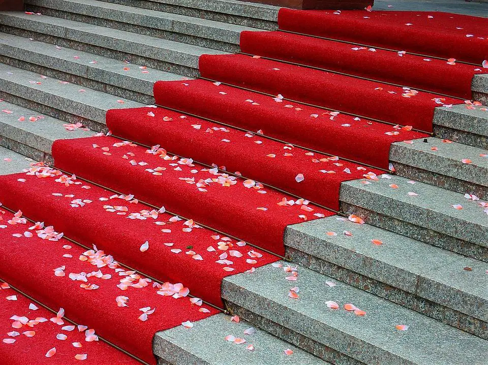 red carpet with petals