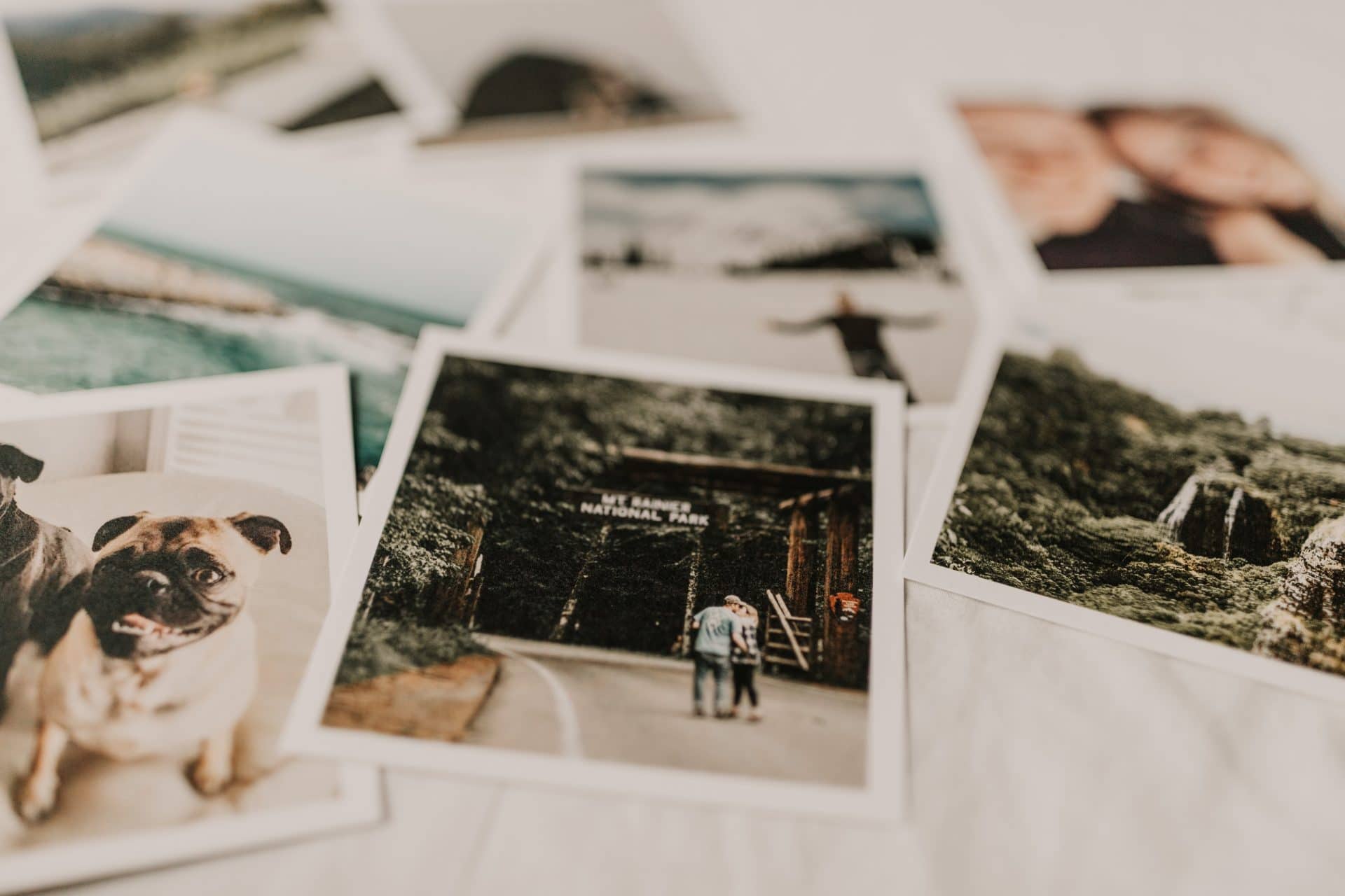 Different photos places on the bed