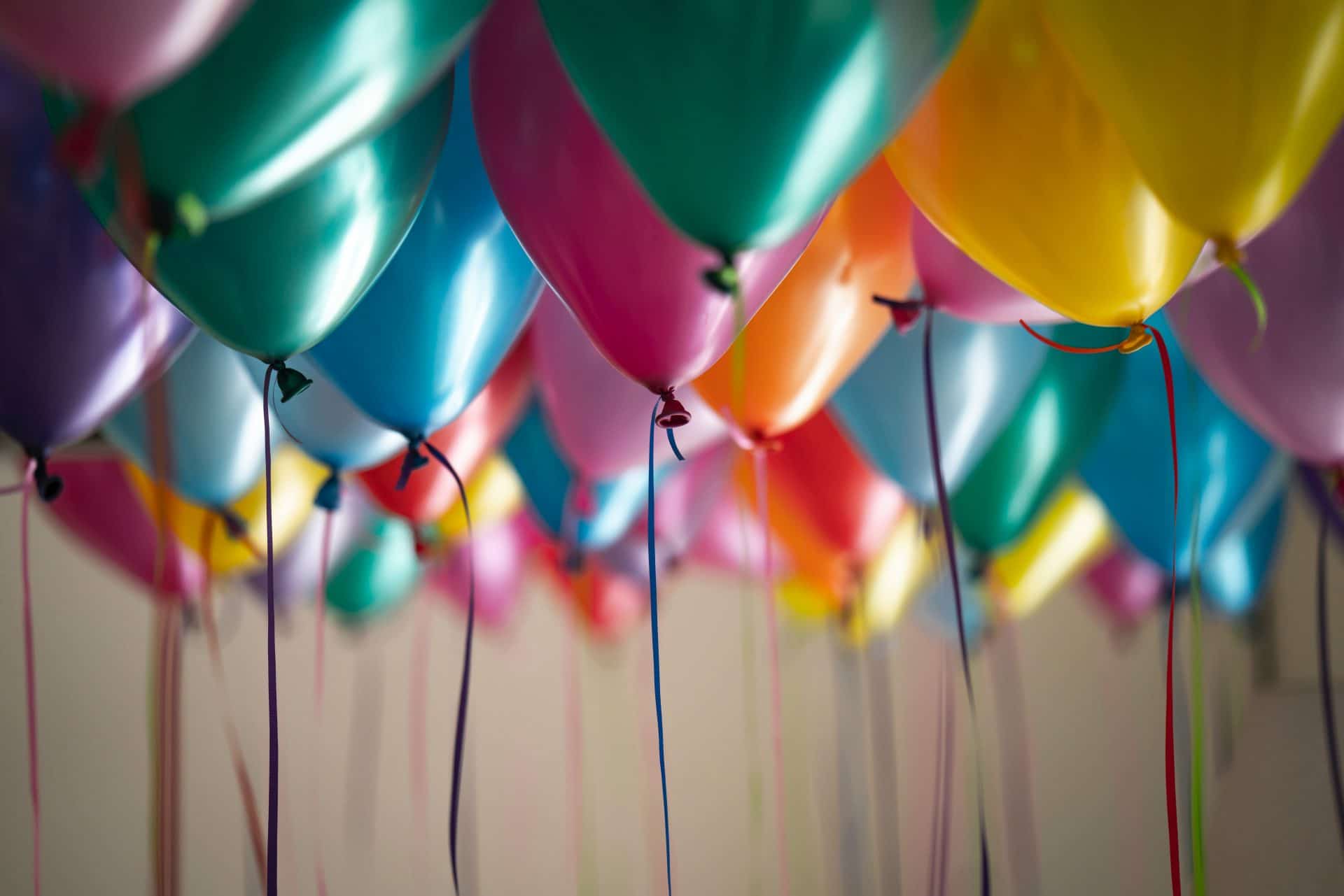 Floating balloons in different colors