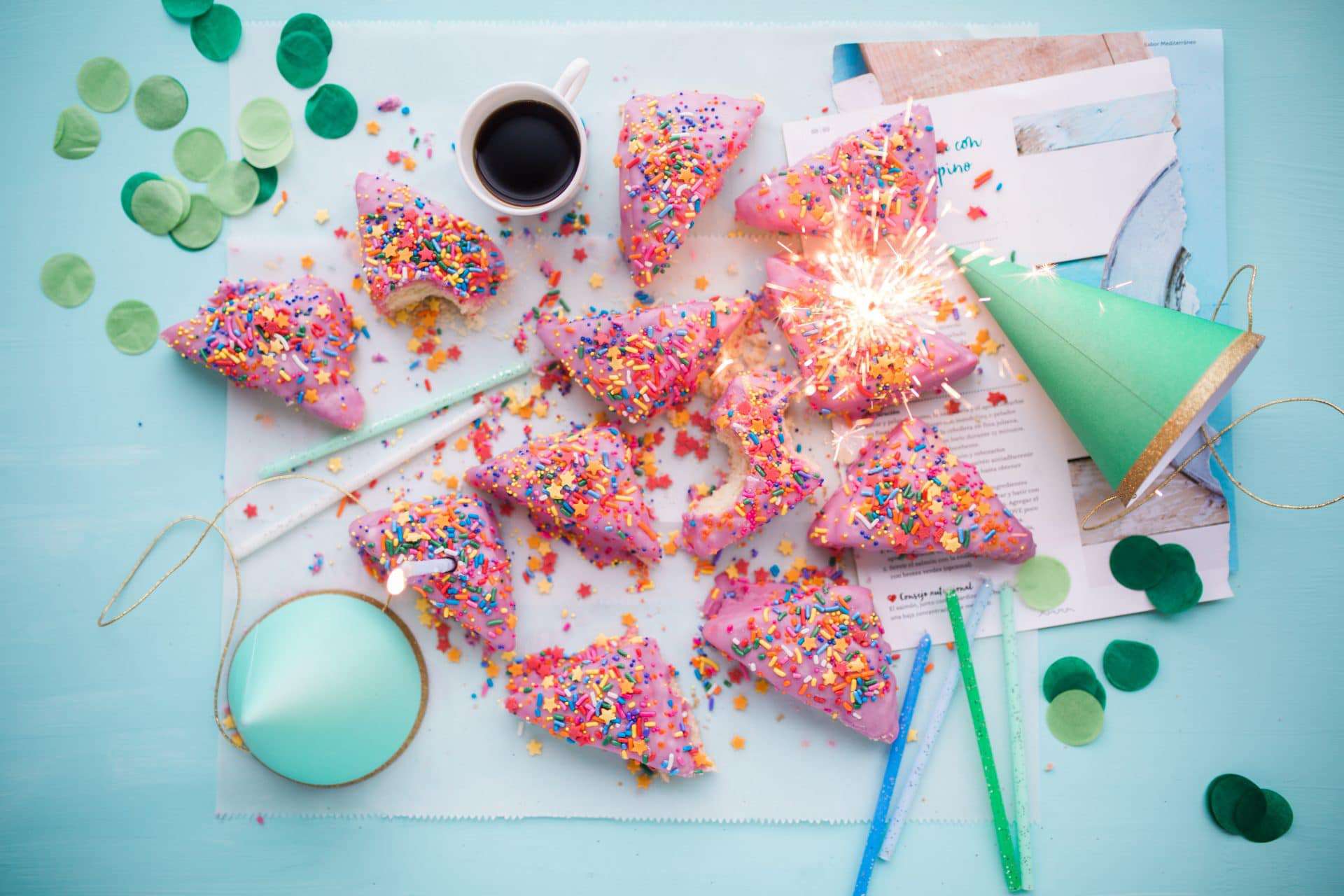 Pastries and party hats