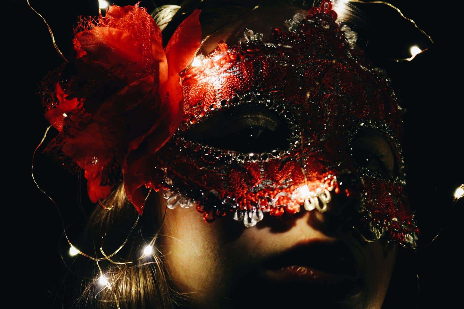 Girl wearing a red mask